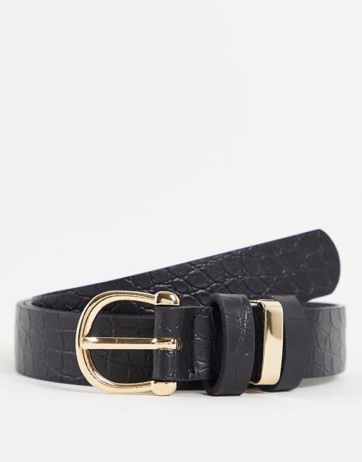 Madein mock croc belt in black