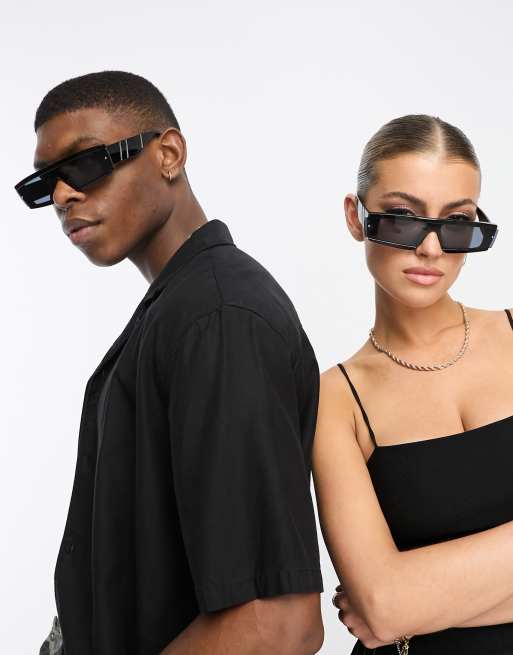 ASOS DESIGN visor sunglasses in black