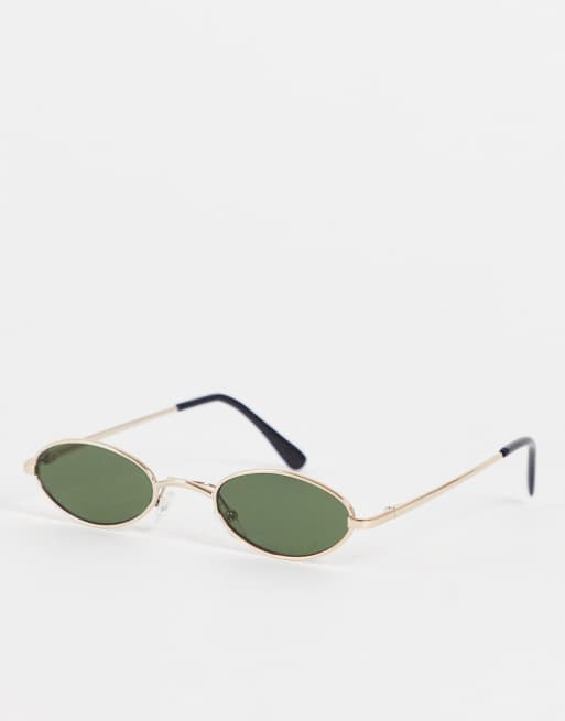 Madein - Occhiali da sole slim ovali neri e oro