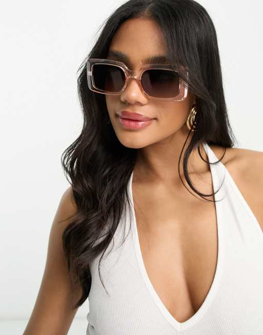 Madein Oversized Chunky Frame Sunglasses In Translucent Brown Asos