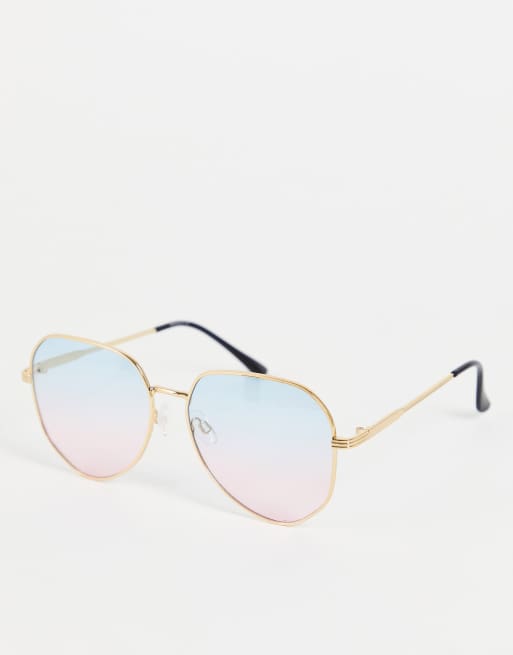 Madein Oversized Round Sunglasses In Blue And Pink Gradient Lens Asos