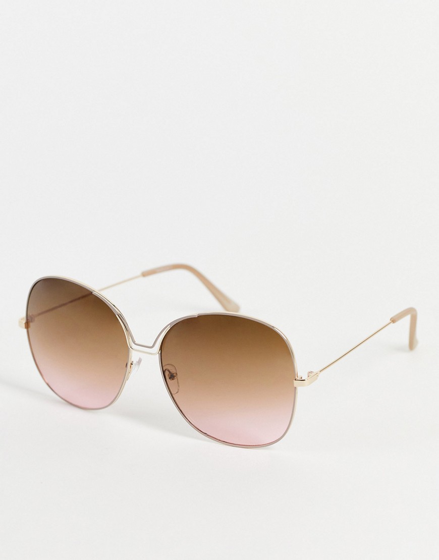 Madein. oversized round sunglasses with metal bridge in brown