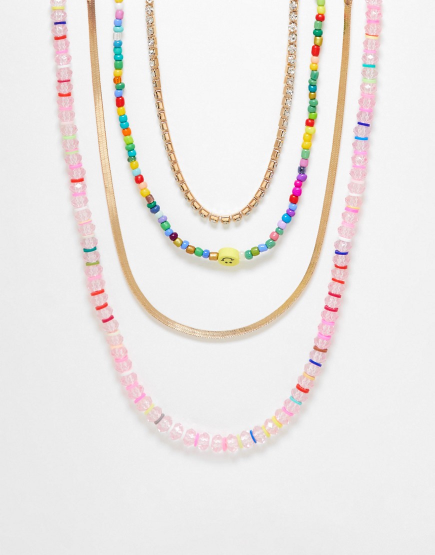 Madein pack of beaded necklaces in multi colors