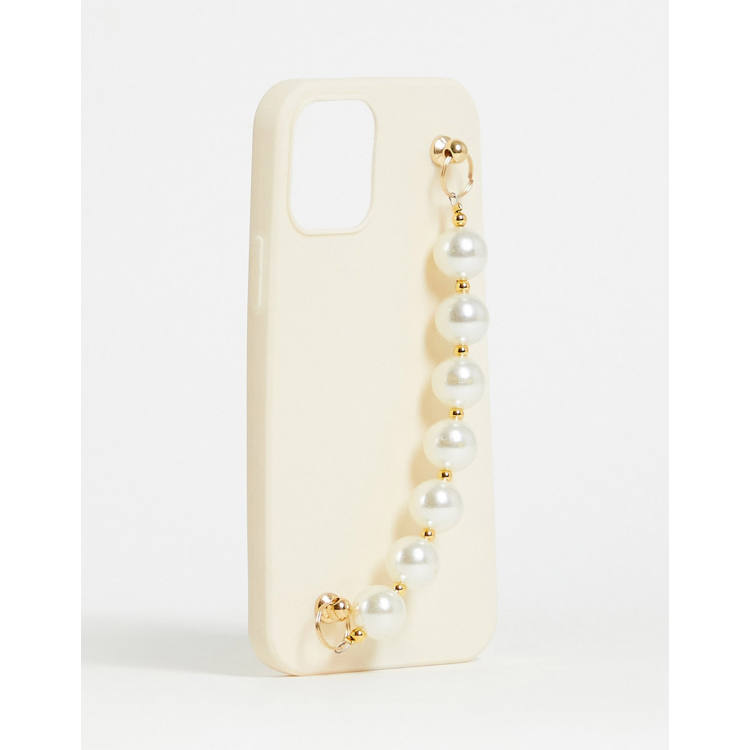 Madein. pearl charm chain holder phone case