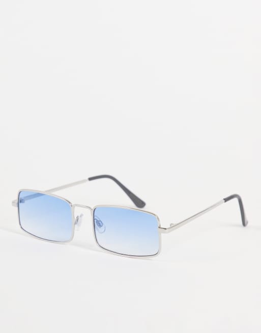 Madein – Prostokątne okulary przeciwsłoneczne ze szkłami w kolorze chłodnego błękitu