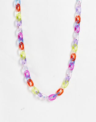 Madein resin chunky muli colour chain necklace