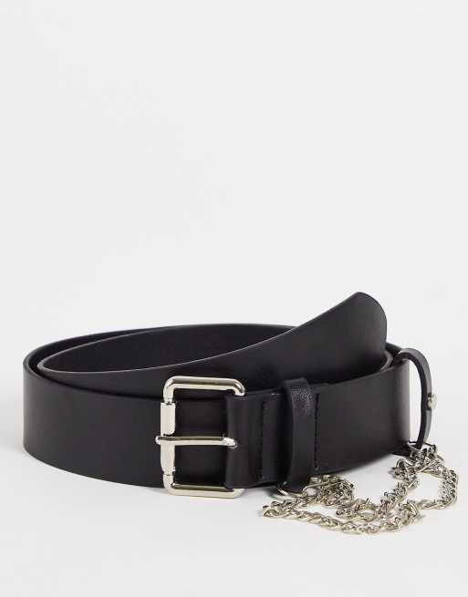Madein - Riem met kettingdetail in zwart