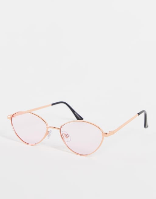 Madein. - Ronde zonnebril in doorschijnend roze