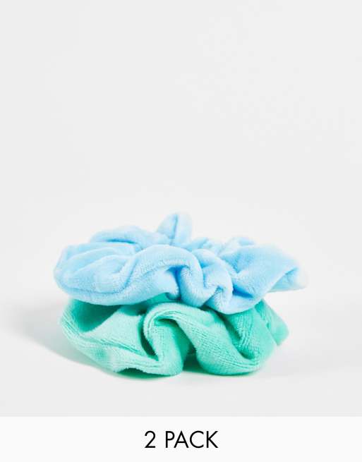 Madein - Set van 2 scrunchies in felgroen en blauw