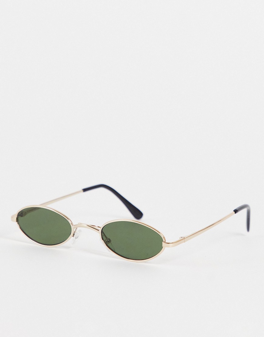 Madein. Madein Slim Oval Sunglasses In Black And Gold