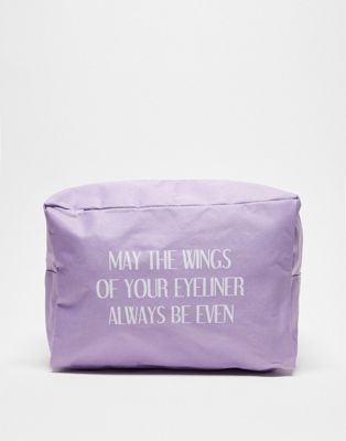 Madein. slogan square cosmetic bag in lilac - ASOS Price Checker