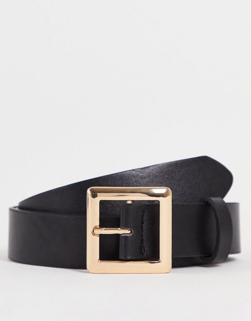 Madein square buckle belt in black | ASOS