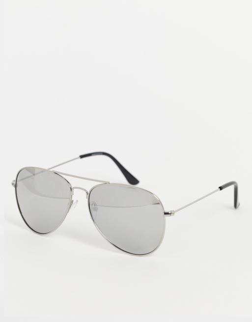 Madein. Srebrne okulary przeciwsłoneczne aviator w metalowych oprawkach