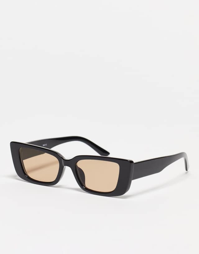 Madein. thick frame cat eye sunglasses in black and muted brown