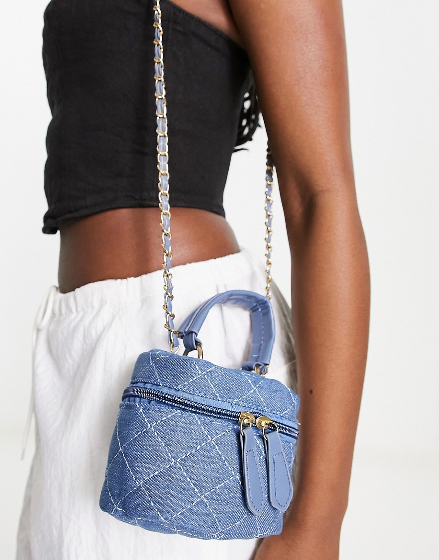 Madein. ultra mini cross body bag in quilted denim-Blue