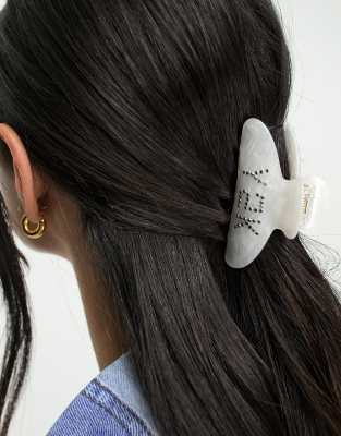 Madein y2k embellished hair claw clip in white - ASOS Price Checker