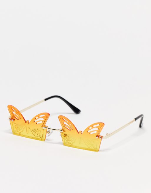 Madein. – Żółte okulary przeciwsłoneczne w kształcie motyli