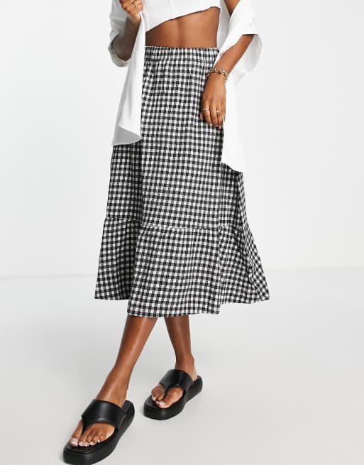 Madewell co ord midi skirt in black gingham ASOS