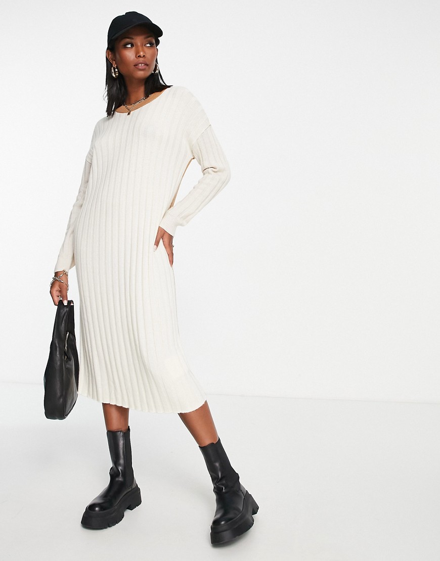 Madewell Color Block Ribbed Sweater Dress In Cream-white