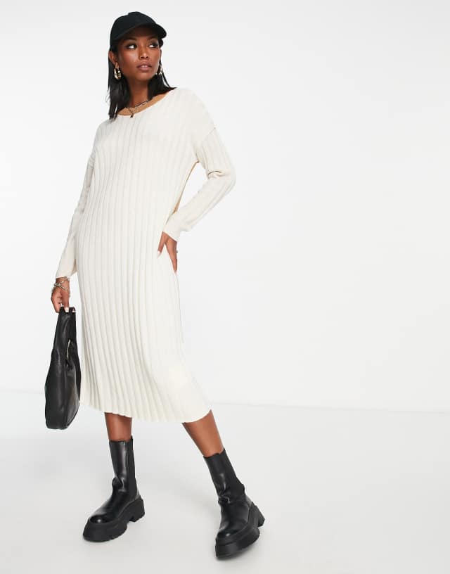 Madewell color block ribbed sweater dress in cream