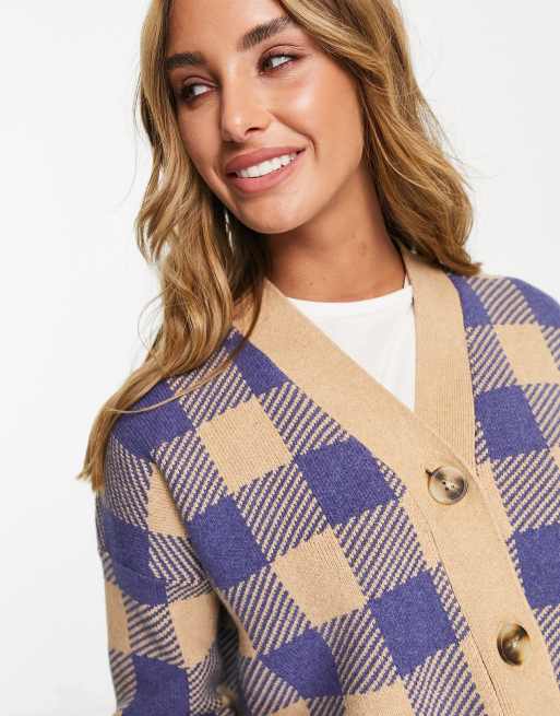 Cardigan plaid sale