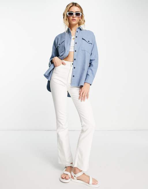 Madewell flannel oversized boyfriend shirt in gray