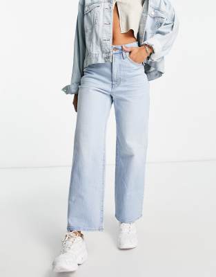 Madewell - Jeans in heller Waschung mit weitem Bein-Blau