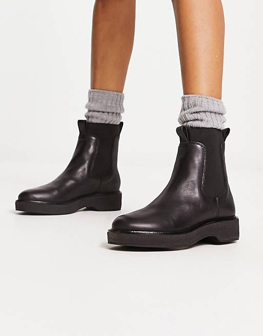 Madewell leather chunky chelsea ankle boot in black | ASOS