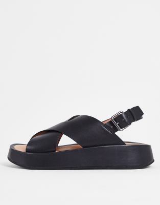 Madewell Leather Strap Sandals In Black