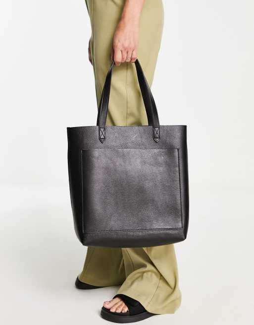 Madewell medium leather tote bag in black