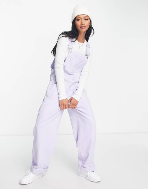 Madewell oversized denim overalls in lilac wash