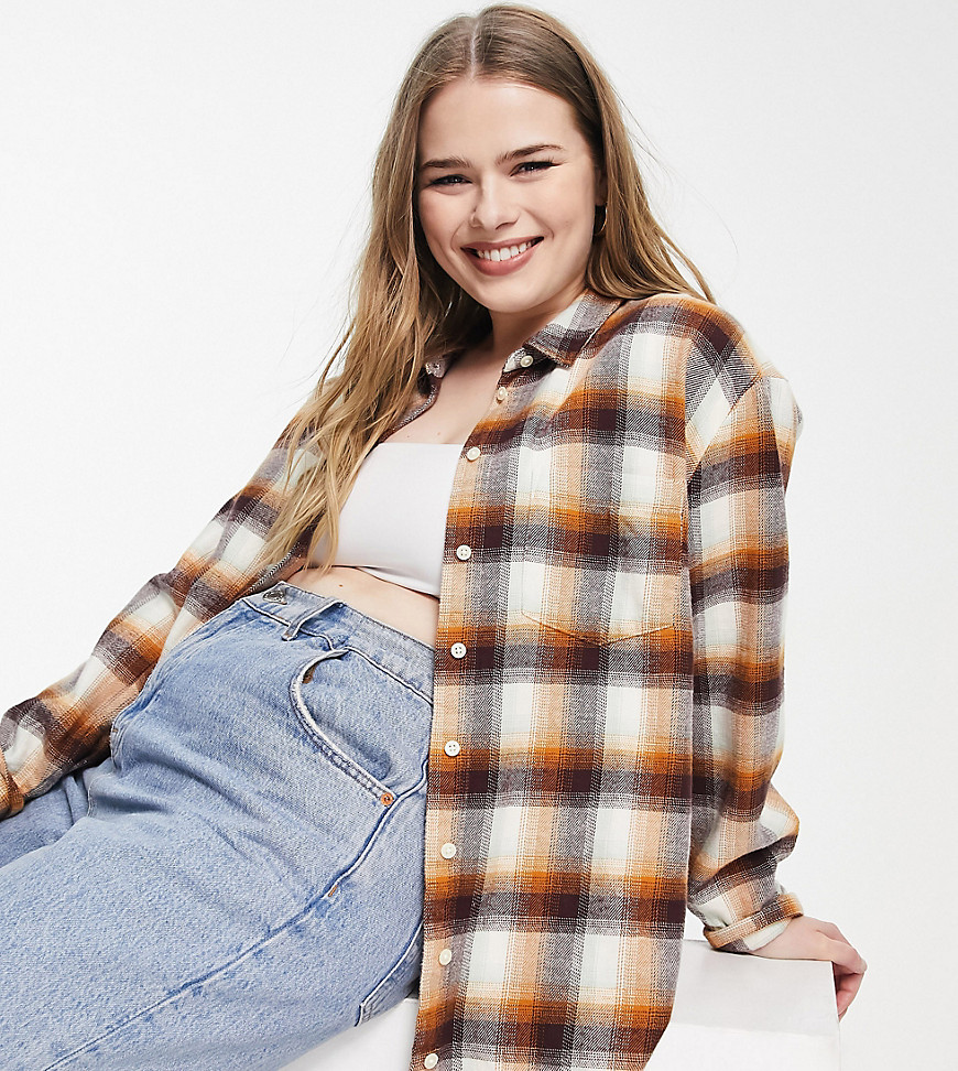 Plus-size shirt by Madewell Love at first scroll All-over check print Spread collar Button placket Chest pocket Oversized fit