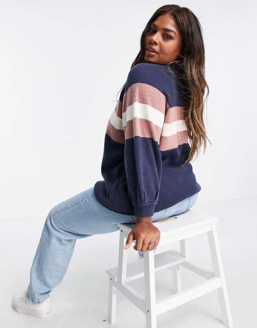 Madewell Plus stripe sweater in navy ASOS