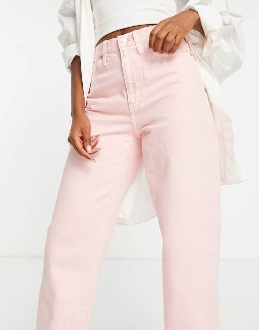 Madewell straight baggy jeans in pink