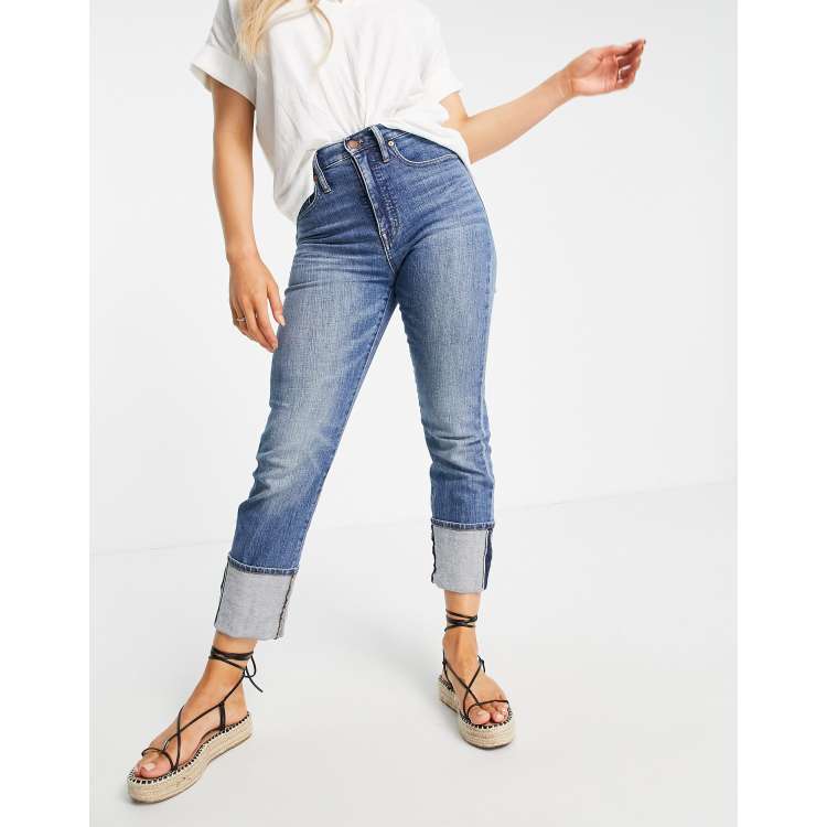 High-Rise Straight-Leg Cuffed Jeans