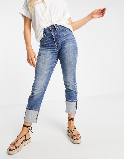 Cuffed high hot sale waisted jeans