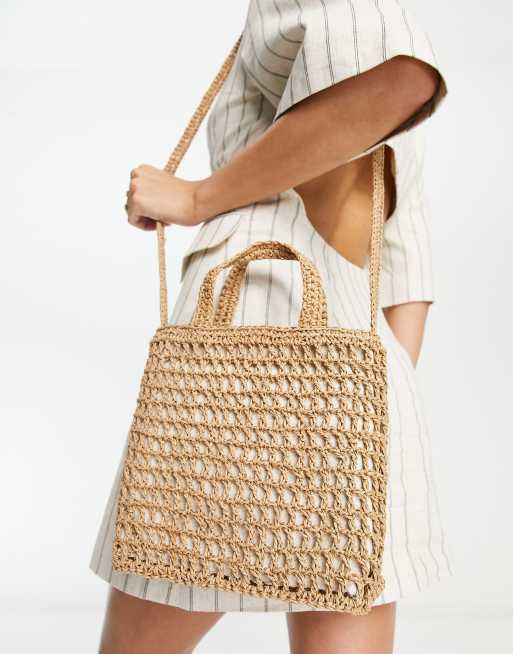 Madewell straw tote bag in khaki | ASOS