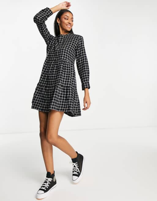 Plaid Tiered Mini Dress