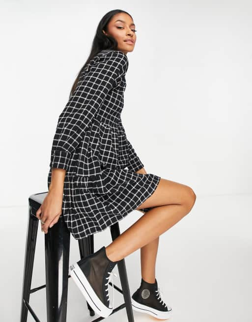 Plaid Tiered Mini Dress