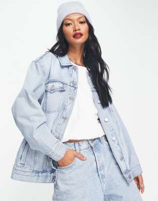 Madewell Madewell trucker jacket in light wash-Blue
