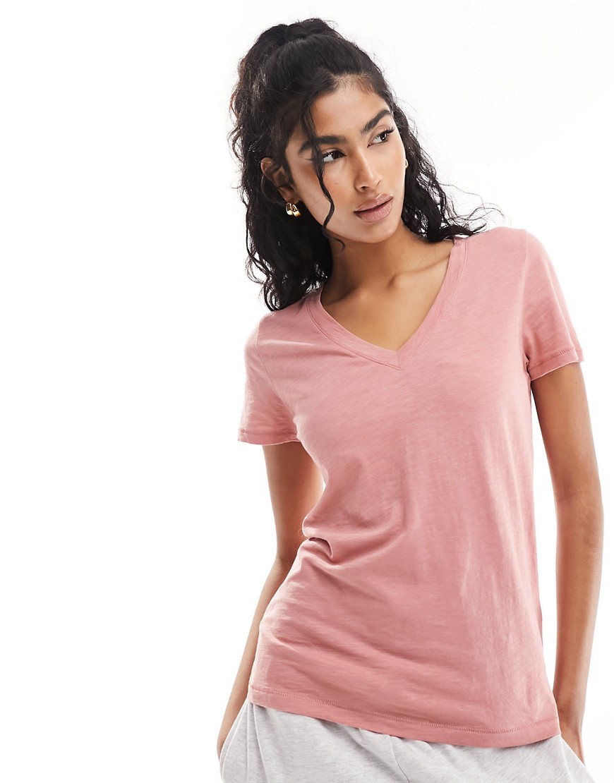 Madewell V Neck T-shirt In Blush-pink