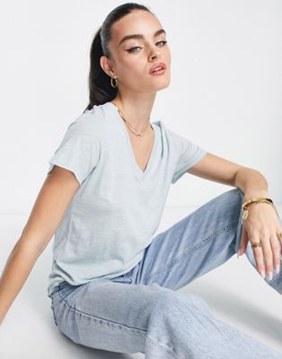 Madewell v neck T-shirt in pale blue