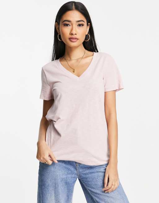 Madewell v neck t-shirt in pink 