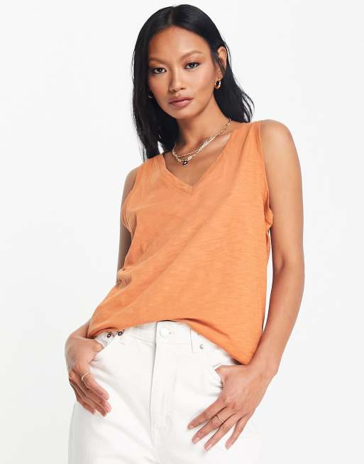 Madewell V-neck tank top in orange
