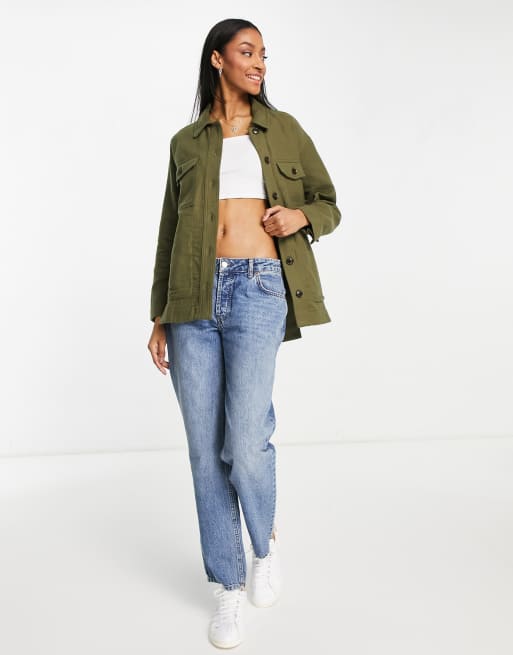 Madewell waffle back shacket in green | ASOS