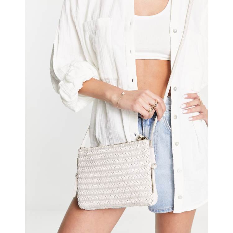 Madewell woven leather cross body chain strap bag in white ASOS