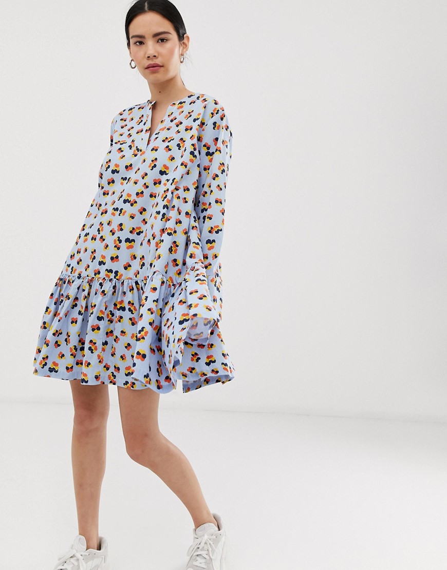 Mads Norgaard - Aangerimpelde jurk met abstracte bloemenprint-Multi