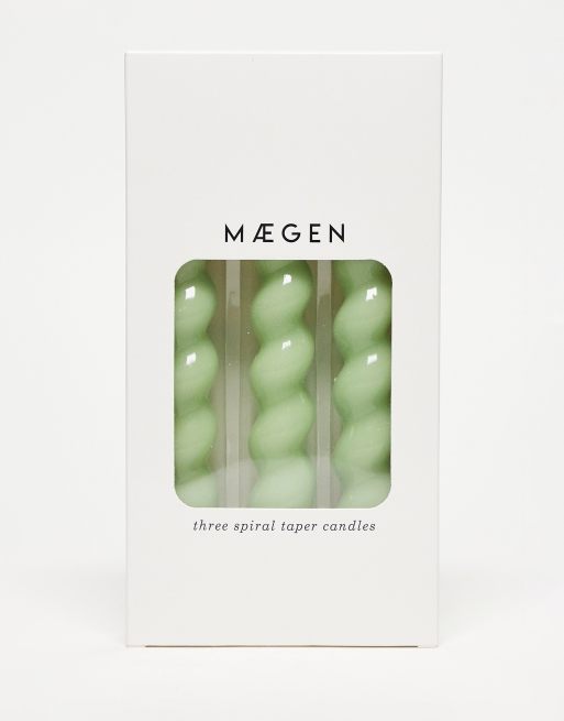 MAEGEN – 3er-Pack spiralförmige, schmal zulaufende Kerzen – Salbeigrün, 2 von 4