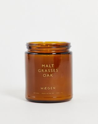 Idées cadeaux MAEGEN - Bougie en verre ambré parfum malt, herbes et chêne - 200 g