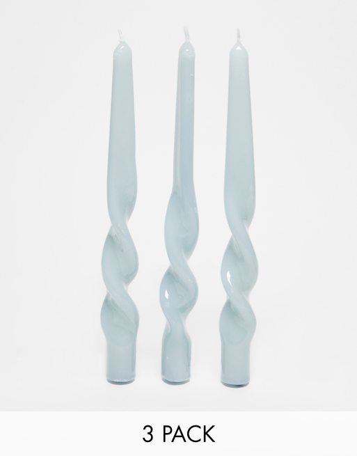 MAEGEN Cornflower Blue Twisted Taper Candle 3 Pack 